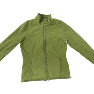 Womens North Face Full Zip Green Light Weight Fleece Jacket Size M